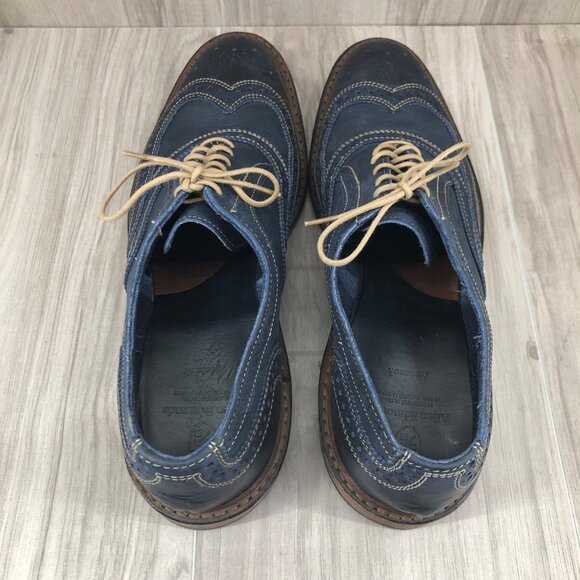 Allen Edmonds Dress Shoes Mens 9.5D Neumok Blue Leather Wingtip Derby Oxfords - Picture 9 of 11